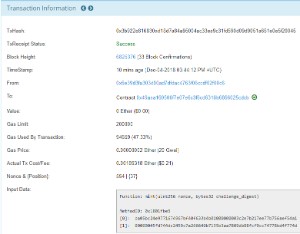 Ejemplo de transacción en Ethereum